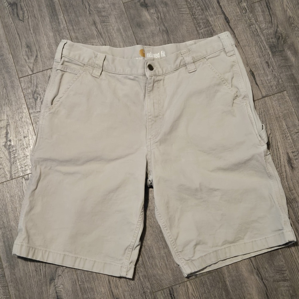 Carhartt Men's Cargo Relaxed Fit Short Carpenter Utility Canvas Sz 36 Khaki Tan